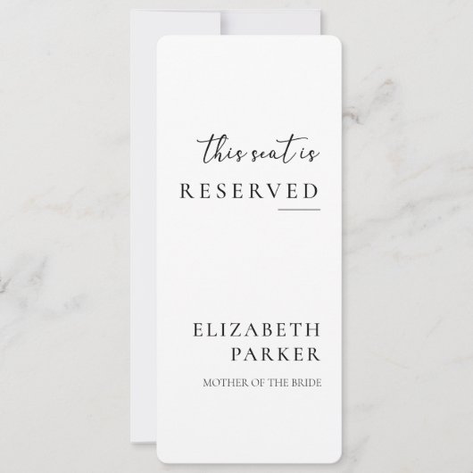 Gereserveerde Zitplaatsen Trouwceremonie Moderne S Kaart (Voorkant)