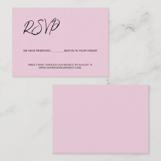 Gereserveerde zitplaatsen voor u roze sjabloon bud (Voorkant / Achterkant)