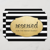Gereserveerde zwarte strepen Faux Gold Foil Weddin Kaart (Voorkant / Achterkant)
