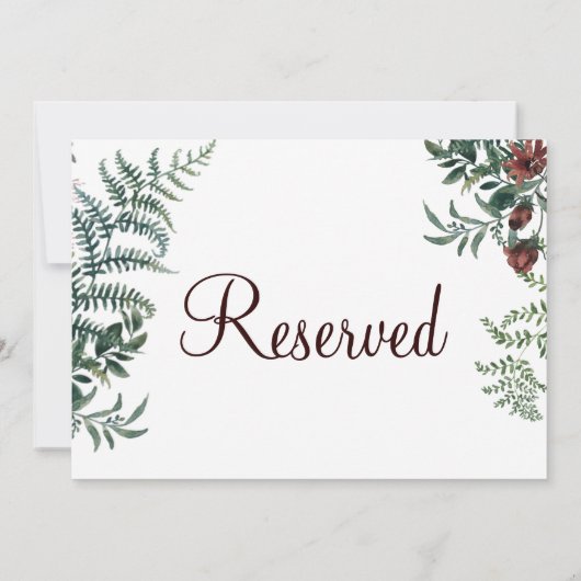 Gereseveerd bord kaart (Achterkant)