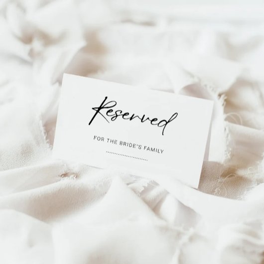 Gereseveerd bord, minimalistisch gereserveerd bord informatiekaartje