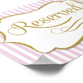 Gereseveerd bord roze gouden streep poster (Hoek)