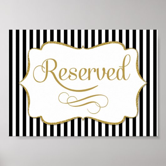 Gereseveerd bordje zwart gouden streep poster (Voorkant)