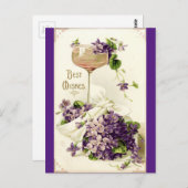 Gerestaureerd Paarse beste wensen Briefkaart (Voorkant / Achterkant)