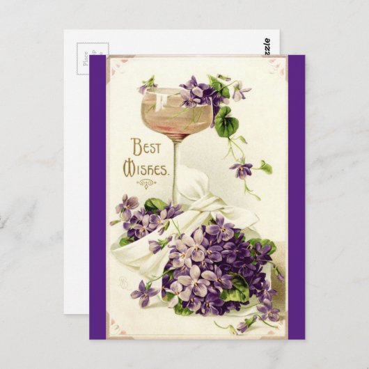 Gerestaureerd  Paarse beste wensen Briefkaart (Voorkant / Achterkant)