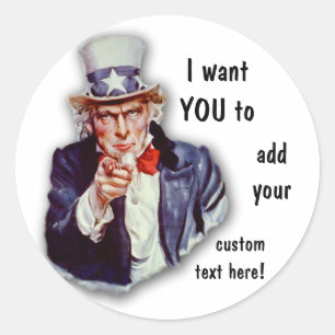 Gerestaureerde iconische Uncle Sam Afbeelding Ronde Sticker