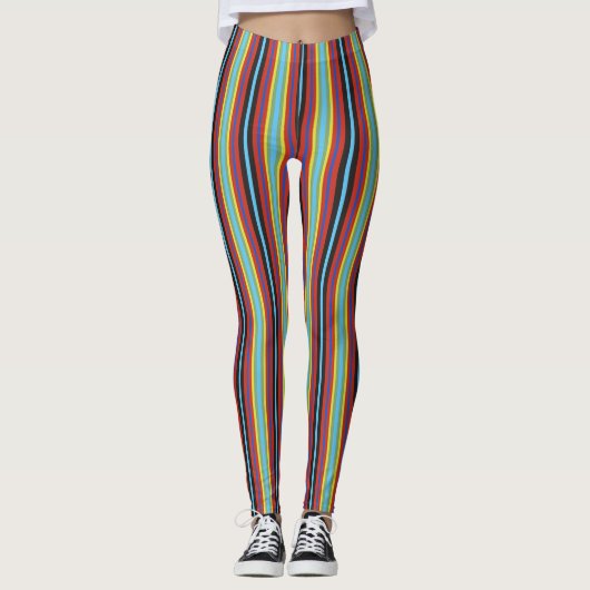 Geretroleerde verticale strepen leggings (Voorkant)