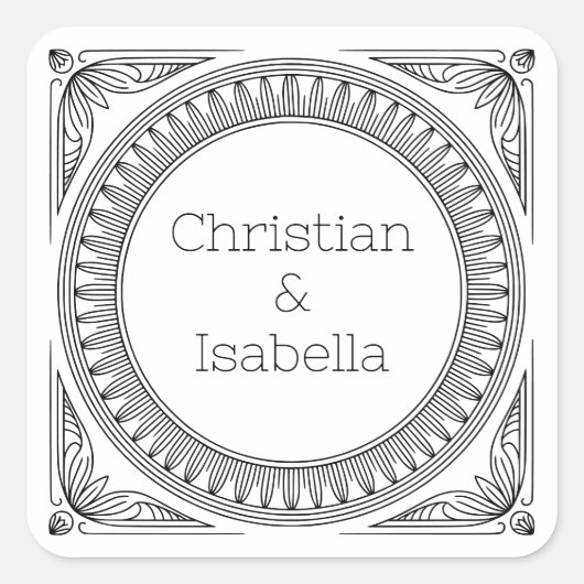 Geribbelde frame namen echtpaar labels - op maat g (Voorkant)