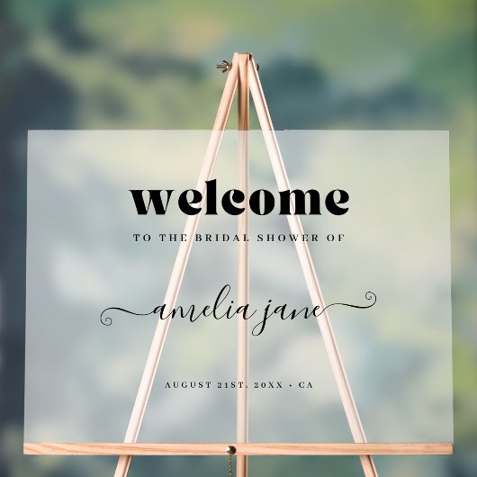 Geribbelde Retro Script Moderne Bruiloft Welkom Acryl Bord