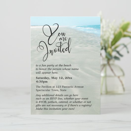 Geribbelde Zand Aqua Water Foto Moderne Strand Bru Kaart (Staand voorkant)