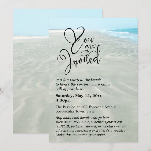 Geribbelde Zand Aqua Water Foto Moderne Strand Bru Kaart (Voorkant / Achterkant)