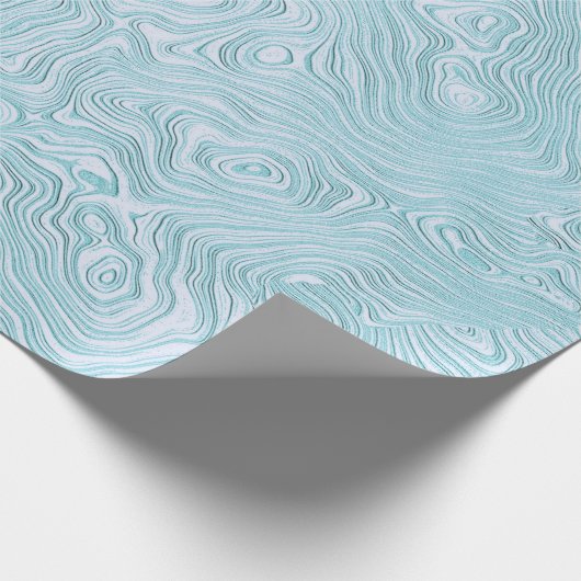 Geribbelde zijde moire patroon in Cool Aqua Cadeaupapier (Hoek)