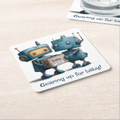 Gericht op Baby – Robot Baby shower Kartonnen Onderzetters (Schuin)