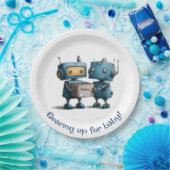 Gericht op Baby – Robot Baby shower Papieren Bordje (Feest)
