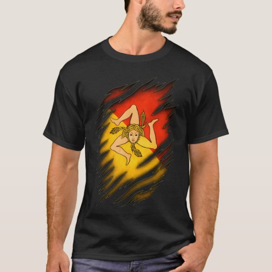 Gericht shirt met Siciliaanse vlag (Voorkant)