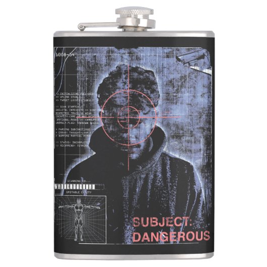 Gericht - Techno-Brutalist Streetwear Design Heupfles (Voorkant)