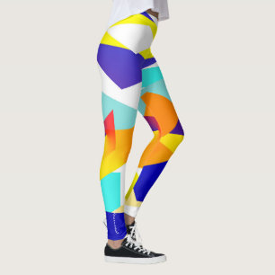 Gerichte Abstracte gele blauwe rode kunst Leggings