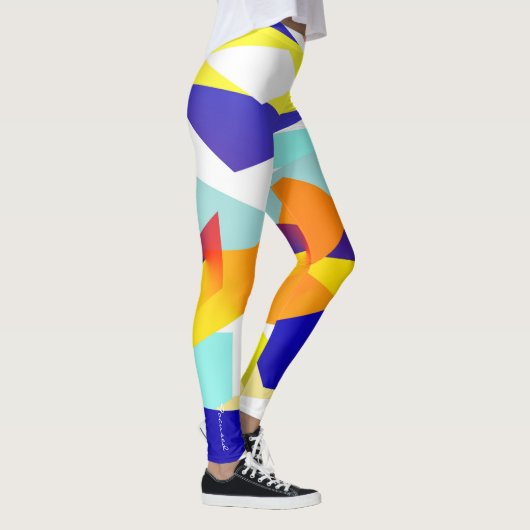 Gerichte Abstracte gele blauwe rode kunst Leggings (Rechts)