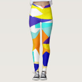 Gerichte Abstracte gele blauwe rode kunst Leggings (Voorkant)