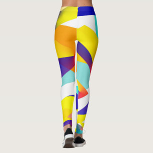 Gerichte Abstracte gele blauwe rode kunst Leggings