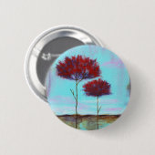 Gerichte, Abstracte kunstlandschapsrode bomen Ronde Button 5,7 Cm (Voorkant /achterkant)
