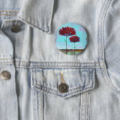 Gerichte, Abstracte kunstlandschapsrode bomen Ronde Button 5,7 Cm (In situ)