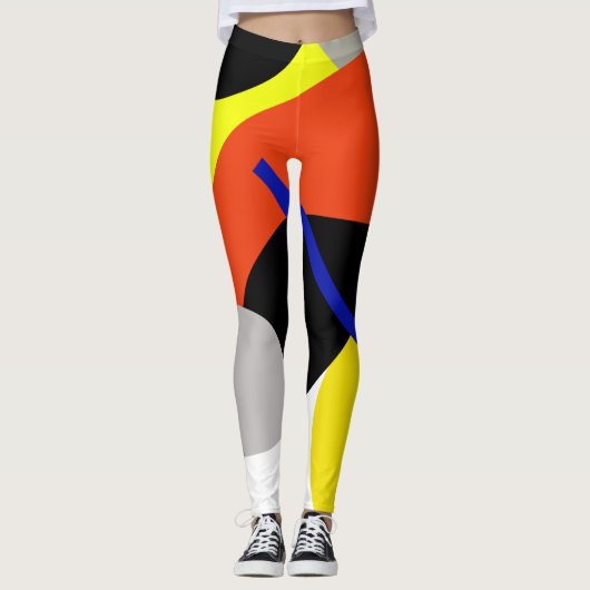 Gerichte Abstracte Leggings voor Geel Blauw Rood (Voorkant)