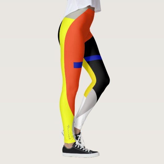 Gerichte Abstracte Leggings voor Geel Blauw Rood (Rechts)