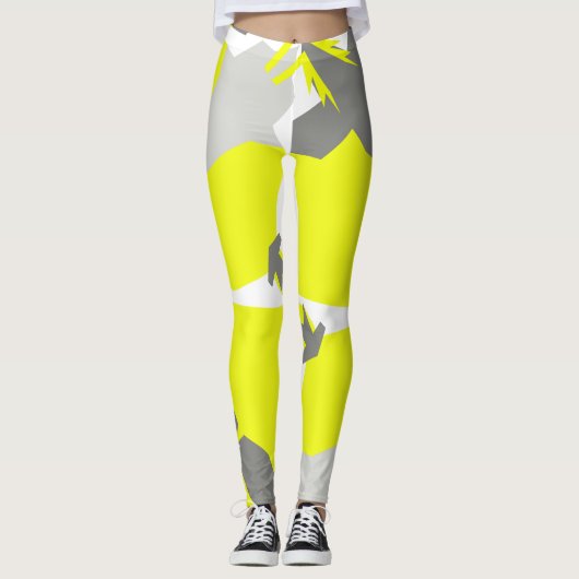 Gerichte Abstracte Leggings voor pasta Geel Geel K (Voorkant)