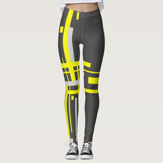 Gerichte geelblokken Abstracte art Leggings (Voorkant)
