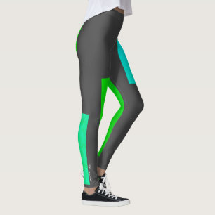 Gerichte groene Turquoise blokkeert Abstracte Legg Leggings