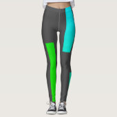 Gerichte groene Turquoise blokkeert Abstracte Legg Leggings (Voorkant)