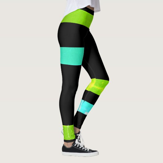 Gerichte groene Turquoise blokkeert Abstracte Legg Leggings (Rechts)