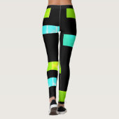 Gerichte groene Turquoise blokkeert Abstracte Legg Leggings (Achterkant)