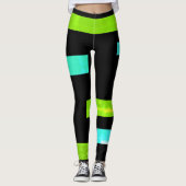 Gerichte groene Turquoise blokkeert Abstracte Legg Leggings (Voorkant)
