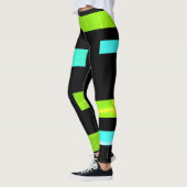 Gerichte groene Turquoise blokkeert Abstracte Legg Leggings (Links)
