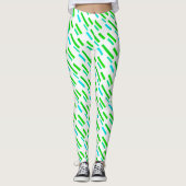 Gerichte groene Turquoise blokkeert Abstracte Legg Leggings (Voorkant)