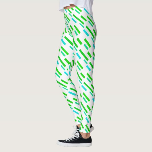 Gerichte groene Turquoise blokkeert Abstracte Legg Leggings (Links)