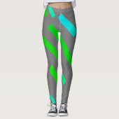 Gerichte groene Turquoise blokkeert Abstracte Legg Leggings (Voorkant)