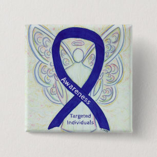 Gerichte individuen Angel Awareness Ribbon Pins Vierkante Button 5,1 Cm