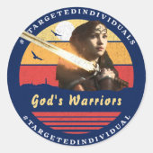 Gerichte Personen Custom Text Lady Warrior Ronde Sticker (Voorkant)