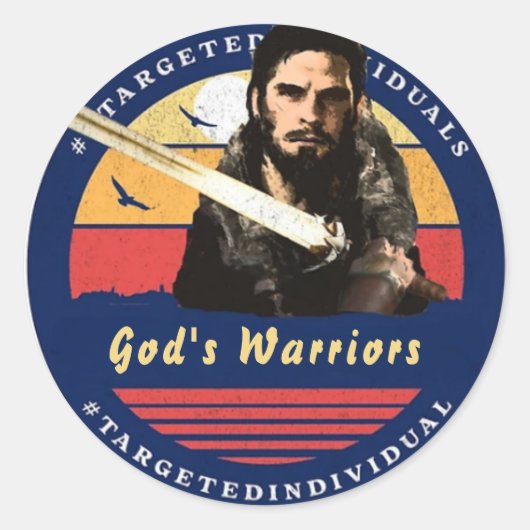 Gerichte personen Custom Text Warrior Ronde Sticker (Voorkant)