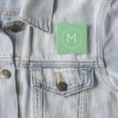 Gerichte strepen en stippen, aangepast monogram vierkante button 5,1 cm (In situ)