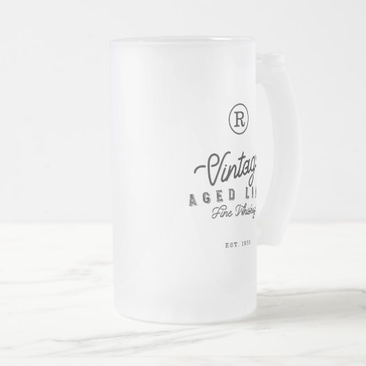 gerijpt als fine whiskey monogram & est jaar matglas bierpul (Voorkant rechts)