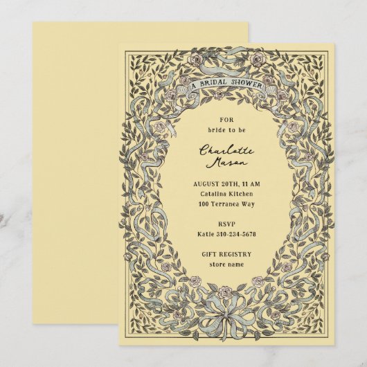 Gerijpt Geel Blauw Linten en Rozen Vrijgezellenfee Kaart (Voorkant / Achterkant)