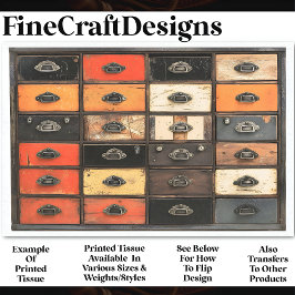 Gerijpt Geschilderd Lade Houten Paneel AT5 Decoupa Tissuepapier