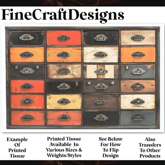 Gerijpt Geschilderd Lade Houten Paneel AT5 Decoupa Tissuepapier