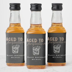 Gerijpt tot perfectie Black Whiskey verjaardagsfee Likeurfles Etiket
