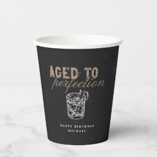 Gerijpt tot perfectie Black Whiskey verjaardagsfee Papieren Bekers