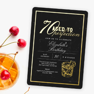 Gerijpt tot Perfectie Cocktail 70ste Verjaardagsfe Folie Uitnodiging